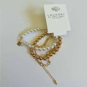 NWT Laundry by Shelli Segal Gold and White Faux Pearl Bracelet Set✨